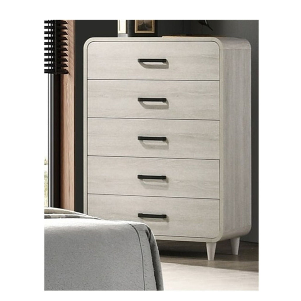 5 Drawer Tall Chest Storage Furniture With Ample Drawer Space - Antique White