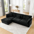 L-Shaped Sectional Sofa With Ottoman, Convertible 4 Seater Couch
