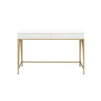 Lightmane - Writing Desk (Same Ac00900) - White High Gloss & Gold