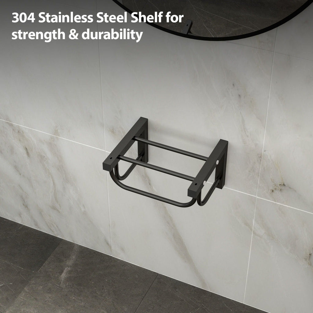 Rectangular Bathroom Sink With Towel Bar & Faucet Hole, Wall Mounted - White