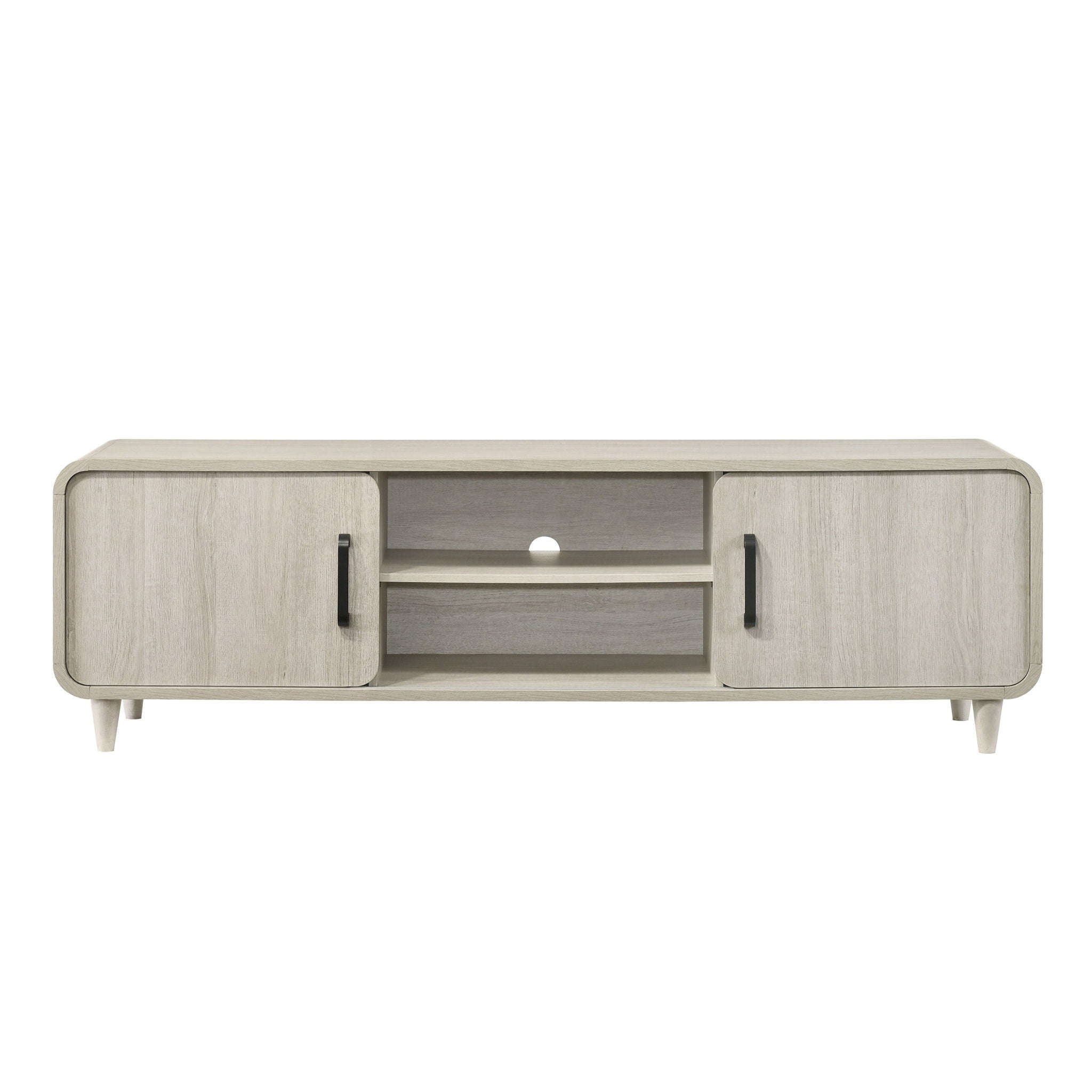 TV Stand With Sliding Doors And Handles, Living Room Furniture - Antique White