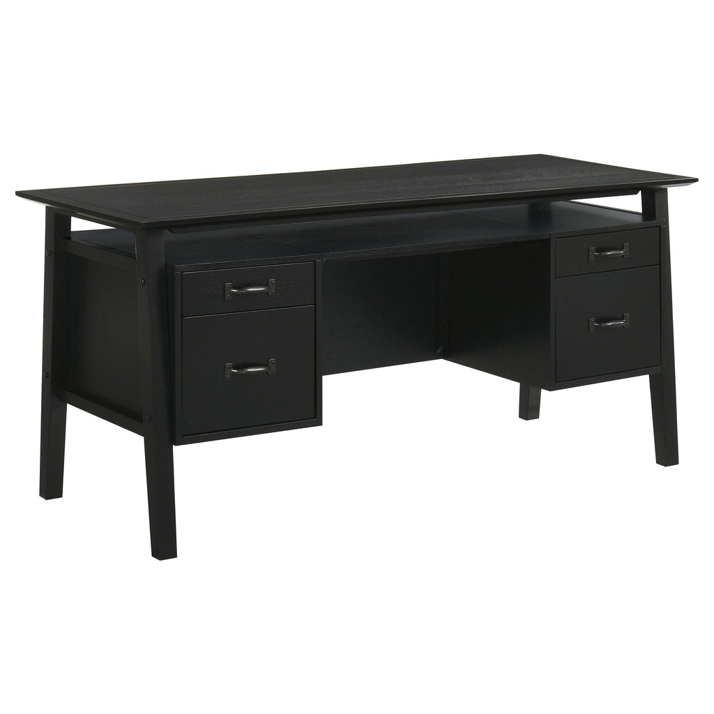 Goodson 64-inch 4-Drawer Double Pedestal Computer Desk Black