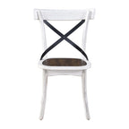 2 Pieces Set Dining Side Chair Rustic Modern Farmhouse Design Retro Design With Metal X Design - Antique Dark Oak / Antique White