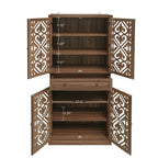 4 Door Cabinet With 1 Drawer, With 4 Adjustable Inner Shelves, Storage Cabinet