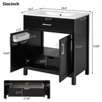 Bathroom Vanity With Sink And Ample Storage, Rectangular Undermount Sink - Black