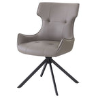 Damita - Camel Synthetic Leather Side Chair With Swivel (Set of 2) - Gray & Black Finsh