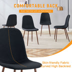 Luxury Simple Chair (Set of 4) Linen Cotton High Resilience Dining Chair With Metal Color Leg - Black / Walnut