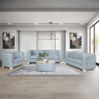 Saree - Sofa - Light Teal Chenille & White