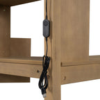 Loft Bed With Built In L Shaped Desk, LED Lights, Storage Shelves, Cabinets, And Staircase