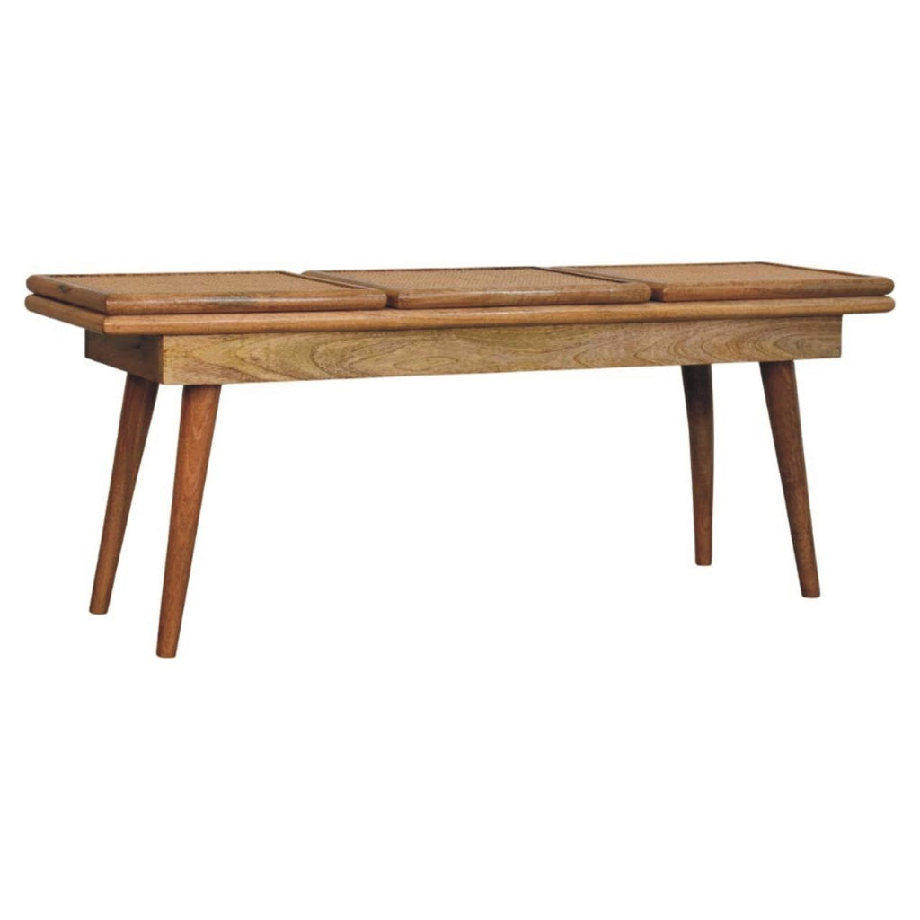 Larissa - Triple Accent Cane Bench - Beige