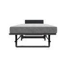 Modern Metal Folding Bed Frame With Foam Mattress, Easy Storage & Mobility - Black