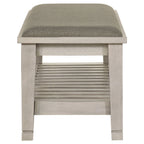 Franco Fabric Upholstered Bench with Shelf Distressed White