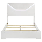 Ives Queen Panel Bed LED Headboard White High Gloss