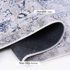 Maval - 2' X 3' Washable Area Rug - Blue / Cream