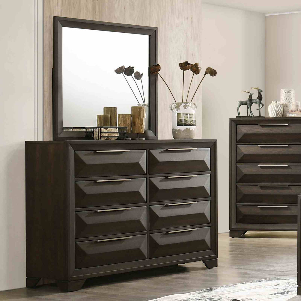 8 Drawer Dresser With Beveled Bracket - Espresso