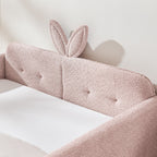 Cute Rabbit Ear Upholstered Platform Bed Frame With Safety Rail