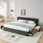 Modern Platform Bed Frame With Thick Fabric