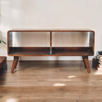 Curved Double Slot Media Unit - Dark Brown