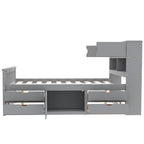 Captain Platform Bed Frame With Bookcase Headboard, 4 Drawers, Storage Shelves