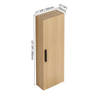 Tall Floating Bathroom Side Cabinet, Wall Mounted Single Door Storage - Light Oak