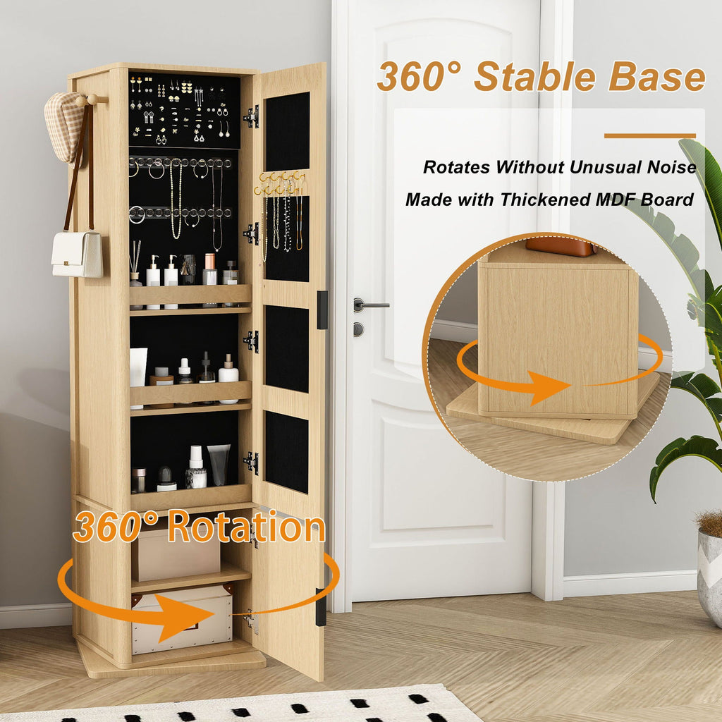 360° Rotating Makeup Cabinet With Full Length Mirror