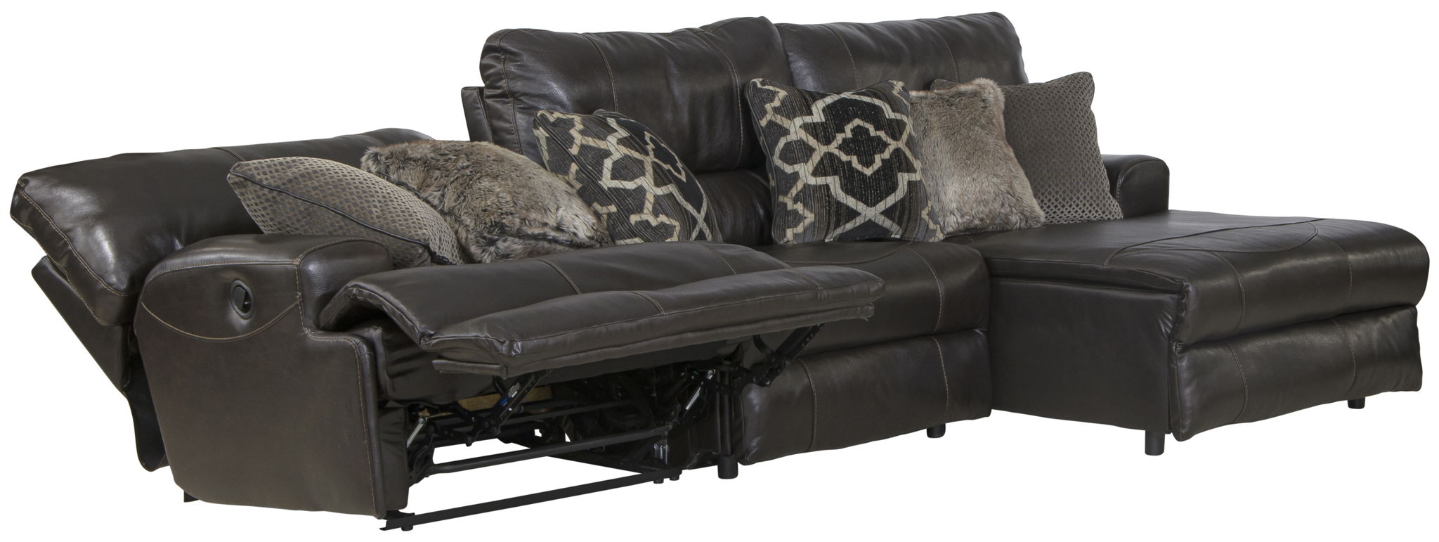 Como - 3 Piece Italian Leather Match Reclining Sectional