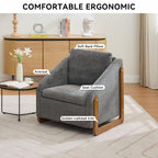 Modern Upholstered Armchair With Wooden Side Frame