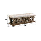 Constantine - Bench - Light Gold Synthetic Leather , Brown & Gold
