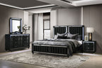 Ravenne 4-piece Velvet Upholstered Queen LED Bedroom Set Black