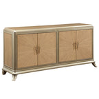 Dodie - Console Cabinet - Natural Oak Sunburst Pattern & Taupe Champaign