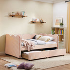 Gingham Daybed With USB Charging Port, Wave-Shaped Design