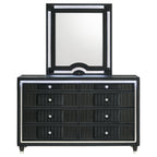 Ravenne 8-drawer Velvet Upholstered LED Dresser and Mirror Black