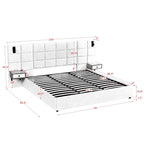 Upholstered Hydraulic Platform Bed With Storage Shelves, Reading Lamps, USB Port