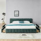 Modern Platform Bed Frame With Thick Fabric