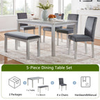 Dining Table Set, Table With A Rectangular Table And Upholstered Chairs