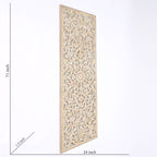 Floral Hand Carved Mandala Rectangle Wall Decor With Mirror - Antique Brown / White