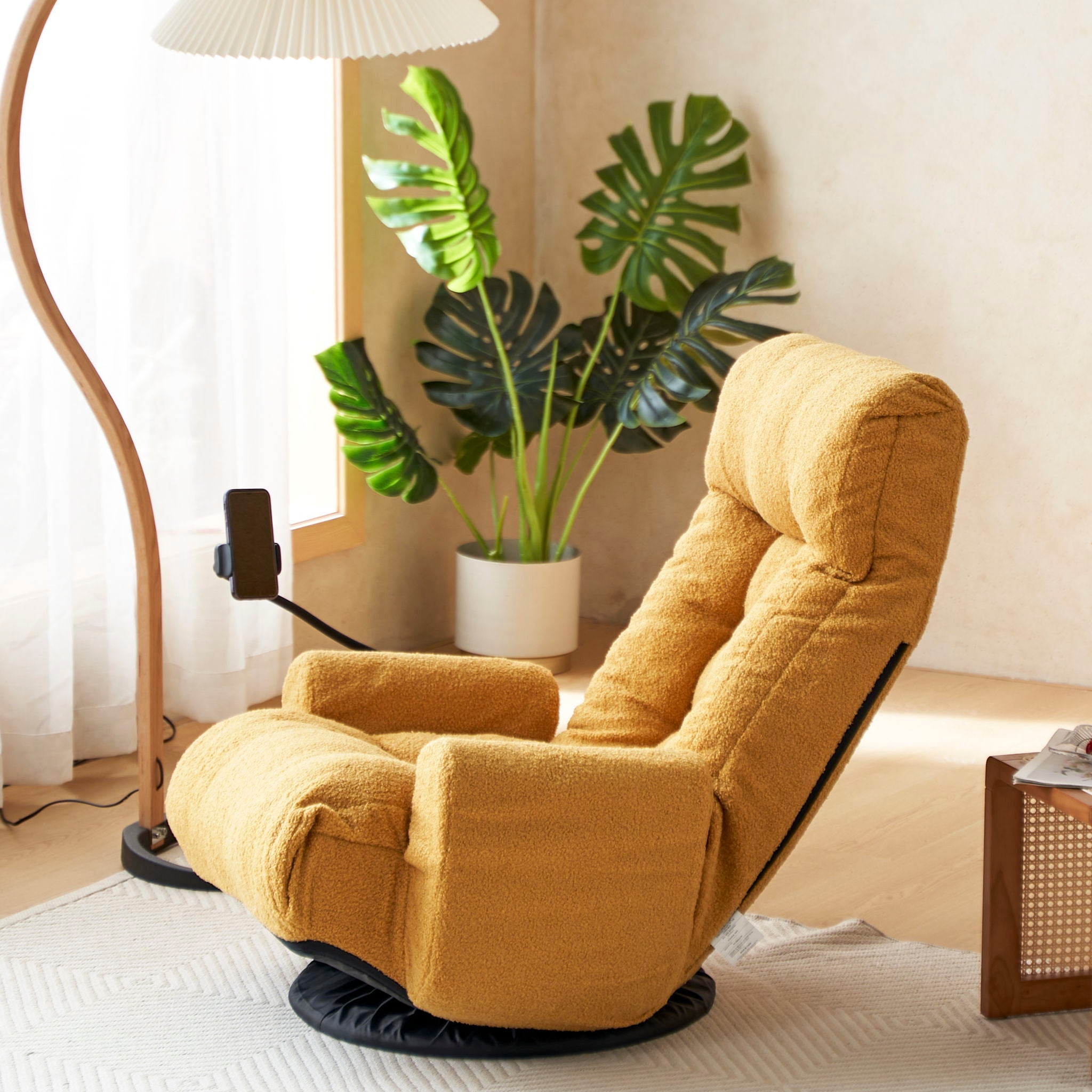 Adjustable Swivel Lounge Chair With 360 Degree Rotating Seat And Headrest Support