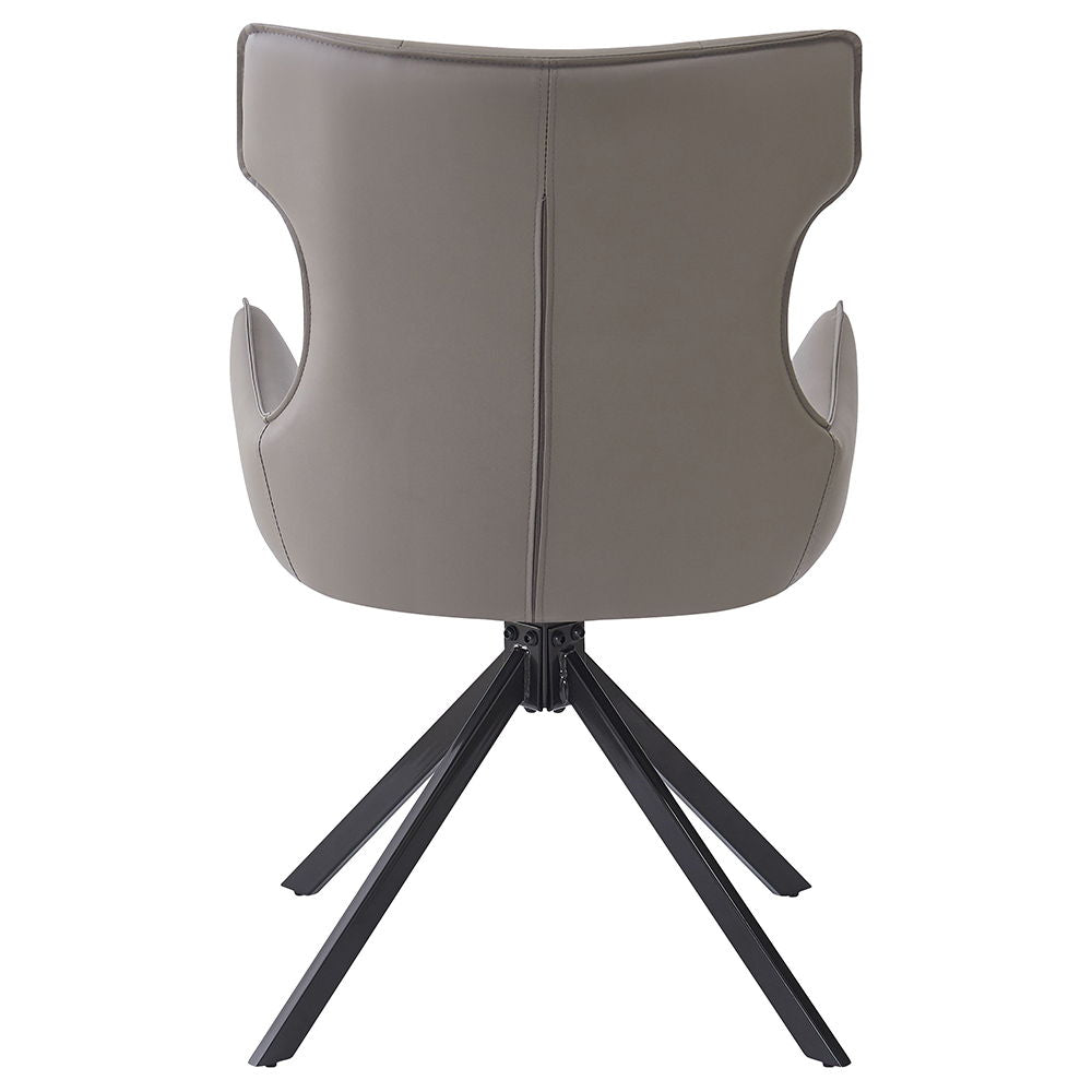 Damita - Camel Synthetic Leather Side Chair With Swivel (Set of 2) - Gray & Black Finsh