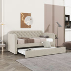 Upholstered Daybed With Trundle And USB Charging Design