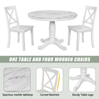 5 Pieces Dining Table And Chairs Set For 4 Persons, Kitchen Room Solid Wood Table With 4 Chairs