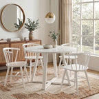 Edo - 5 Piece Dining Set, Trestle Dining Table With 4 Windsor Chairs - White