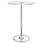 Thea Round 28-inch Glass Top LED Bistro Bar Table Chrome