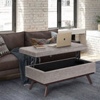 Owen - Lift Top Large Coffee Table Storage Ottoman, Mid Century Style