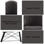 Abraham - Side Chair (Set of 2) - Dark Gray Fabric & Black