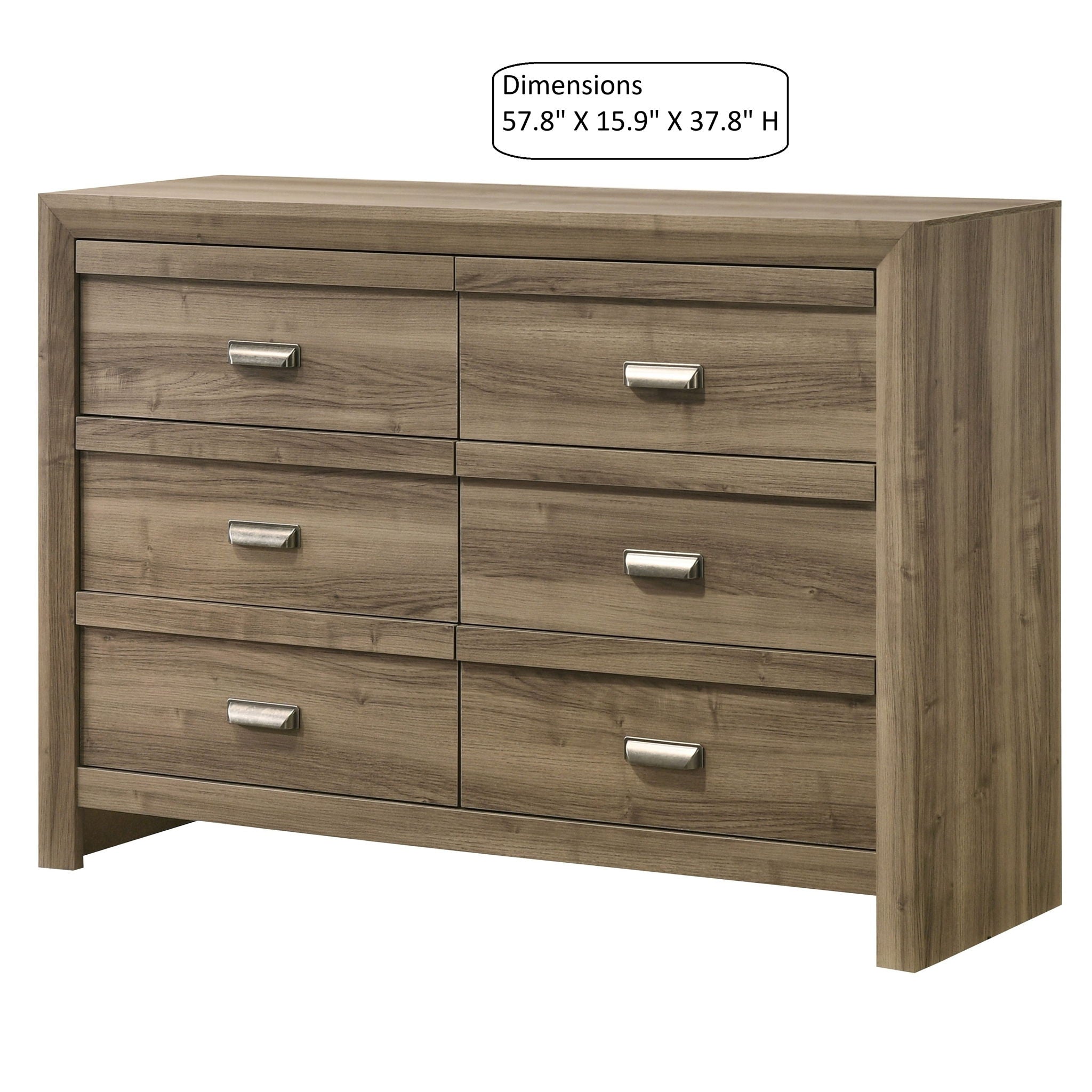 6 Drawers Storage Dresser, Bedroom Furniture - Light Brown