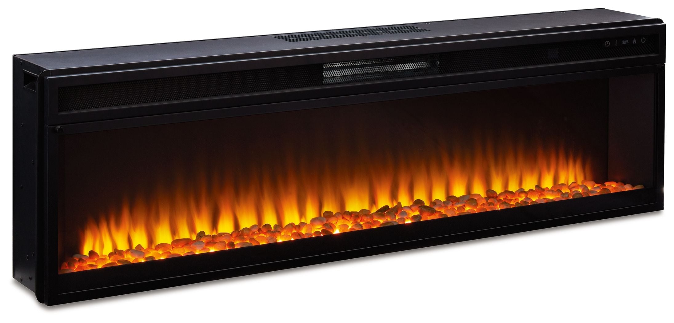 Electric LED Black Wide Fireplace Insert 57.63"W x 8.88"D x 16.88"H