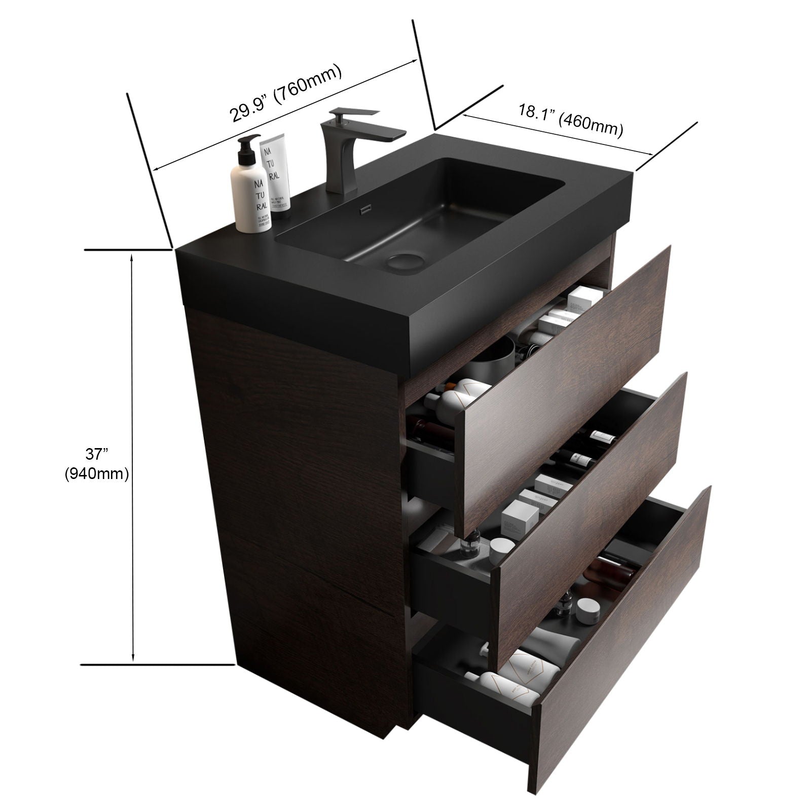 Alice - Bathroom Vanity With Large Storage, Freestanding