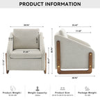 Modern Upholstered Armchair With Wooden Side Frame