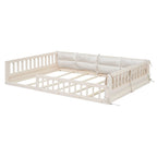 Upholstered Platform Bed With Guardrail And Pillow