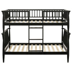 Abram Windsor Twin Over Twin Wood Bunk Bed with Ladder Black